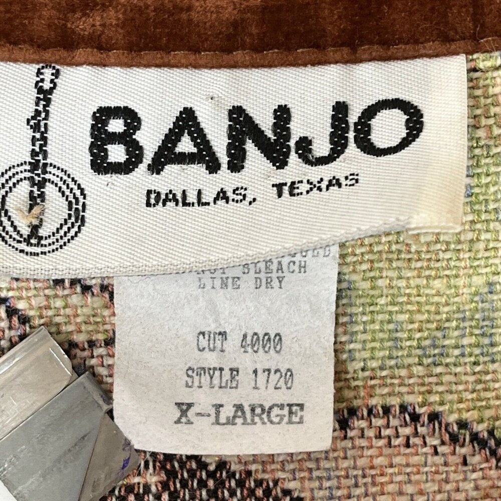 Banjo Dallas TX Crop Jacket Womens XL Tan Western Floral Aztec Brocade Long Slv - Picture 8 of 10